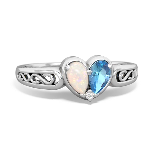 opal-blue topaz filligree ring