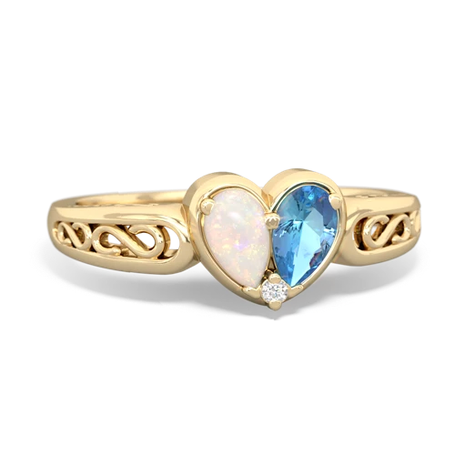 opal-blue topaz filligree ring