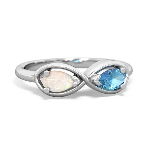 Opal Genuine Opal with Genuine Swiss Blue Topaz Infinity ring Ring