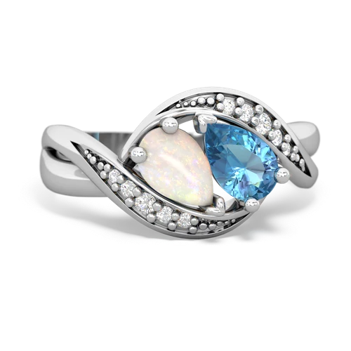 Opal Genuine Opal with Genuine Swiss Blue Topaz Summer Winds ring Ring