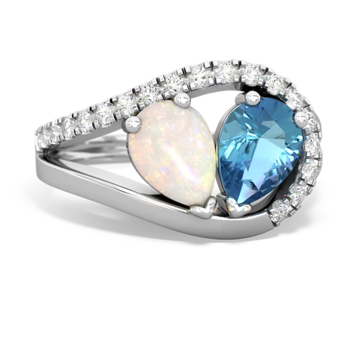 Opal Genuine Opal with Genuine Swiss Blue Topaz Nestled Heart Keepsake ring Ring