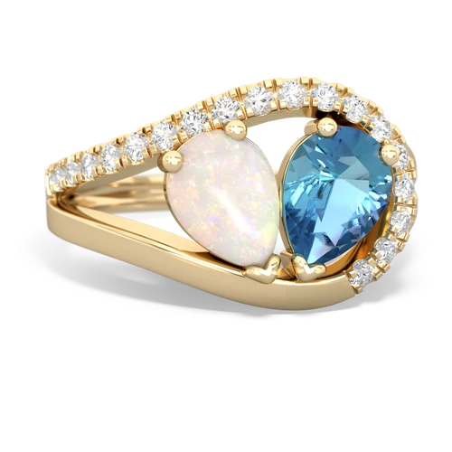 opal-blue topaz pave heart ring