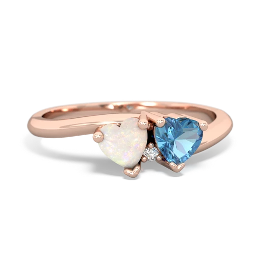 Opal Genuine Opal with Genuine Swiss Blue Topaz Sweetheart's Promise ring Ring