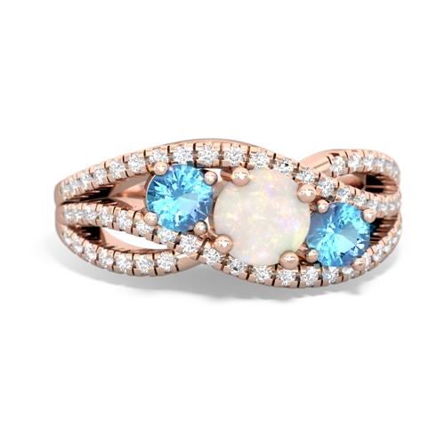 opal-blue topaz three stone pave ring