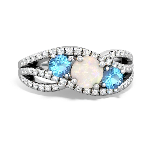 opal-blue topaz three stone pave ring