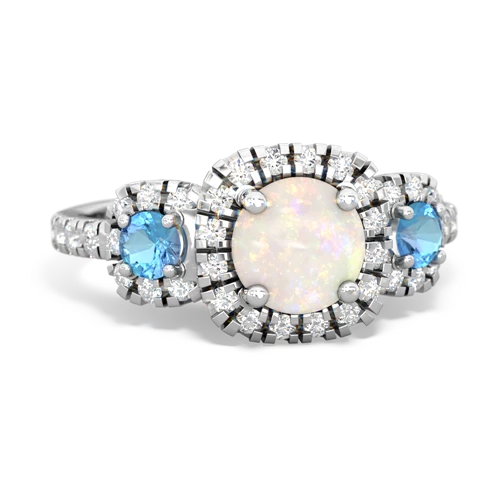 Opal Genuine Opal with Genuine Swiss Blue Topaz and  Regal Halo ring Ring