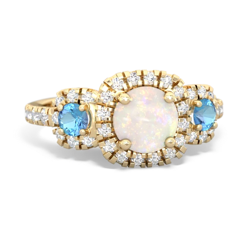 Opal Genuine Opal with Genuine Swiss Blue Topaz and Genuine London Blue Topaz Regal Halo ring Ring