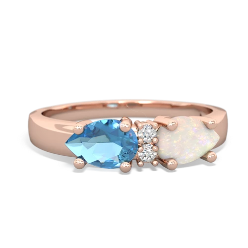 Opal Genuine Opal with Genuine Swiss Blue Topaz Pear Bowtie ring Ring