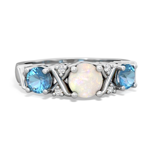 Opal Genuine Opal with Genuine Swiss Blue Topaz and  Hugs and Kisses ring Ring