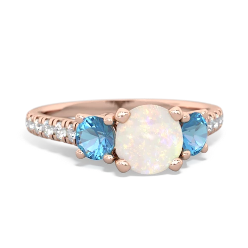 Opal Genuine Opal with Genuine Swiss Blue Topaz and Genuine Aquamarine Pave Trellis ring Ring