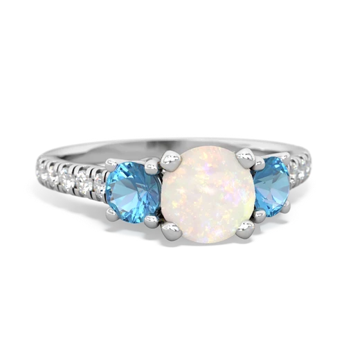 Opal Genuine Opal with Genuine Swiss Blue Topaz and  Pave Trellis ring Ring