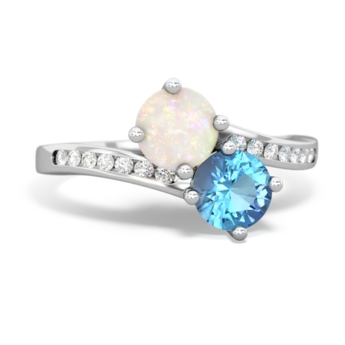 Opal Genuine Opal with Genuine Swiss Blue Topaz Keepsake Two Stone ring Ring