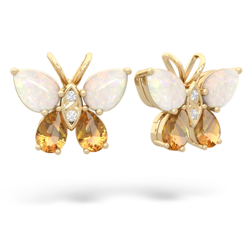 opal-citrine butterfly earrings