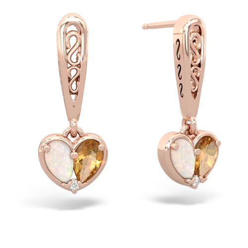 opal-citrine filligree earrings