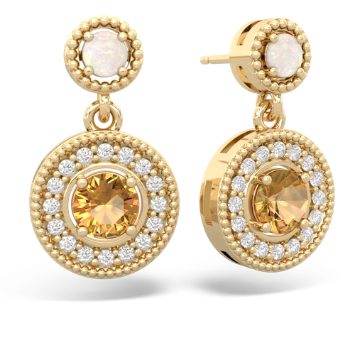 opal-citrine halo earrings