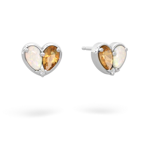 opal-citrine one heart earrings