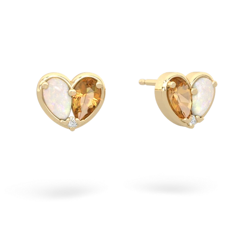 opal-citrine one heart earrings