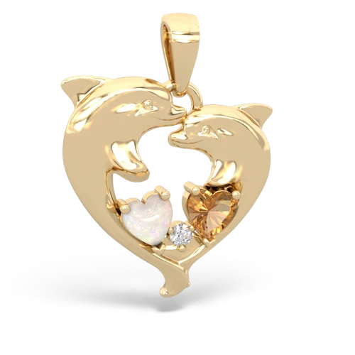 opal-citrine dolphins pendant