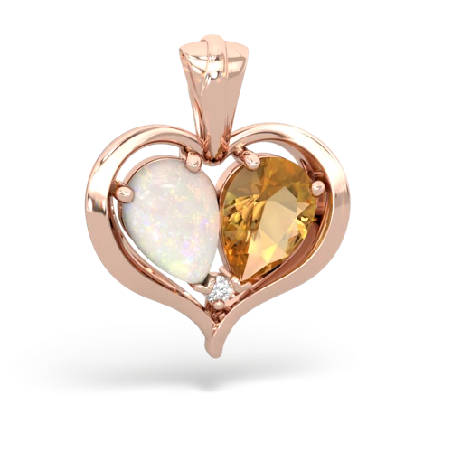 opal-citrine half heart whole pendant