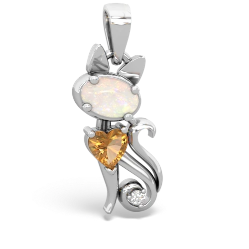 opal-citrine kitten pendant