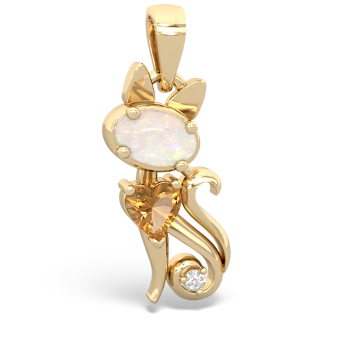 opal-citrine kitten pendant