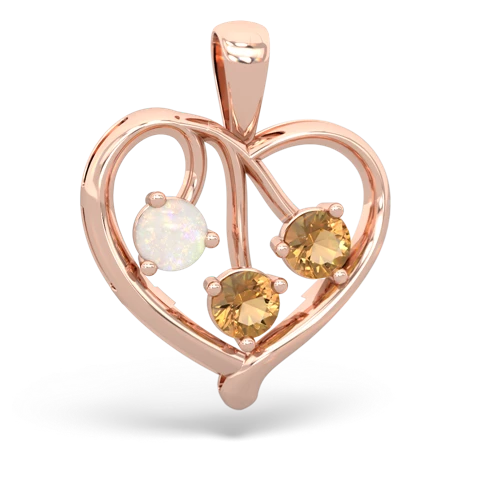 opal-citrine love heart pendant