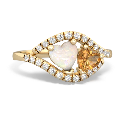 opal-citrine mother child ring