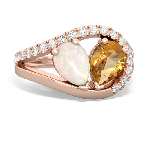 opal-citrine pave heart ring