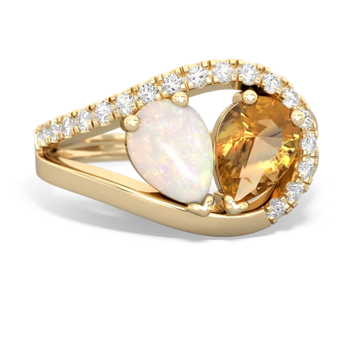 opal-citrine pave heart ring