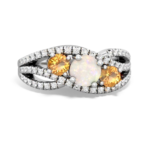 opal-citrine three stone pave ring