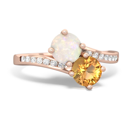 opal-citrine two stone channel ring