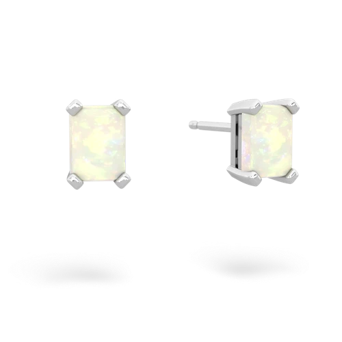 opal emerald cut stud earrings