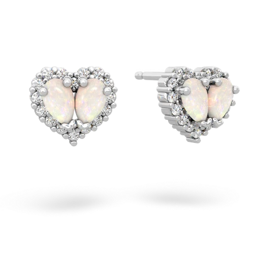 opal halo-heart earrings