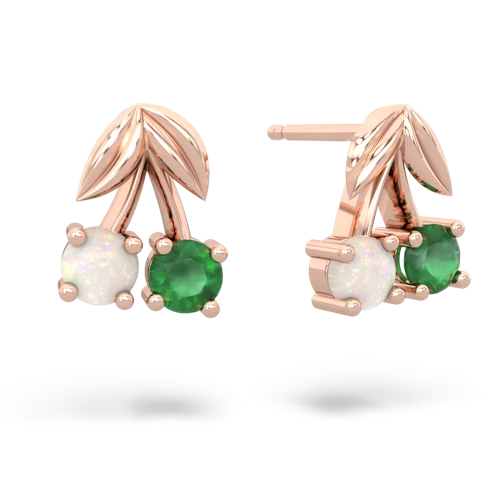 opal-emerald cherries earrings