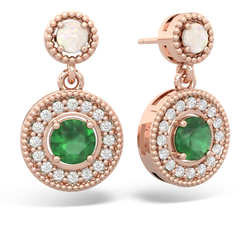 opal-emerald halo earrings