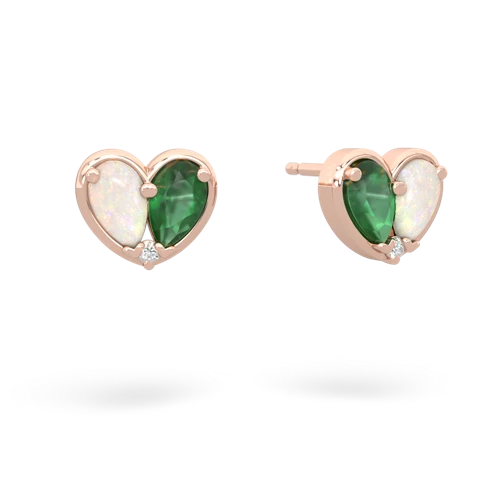 opal-emerald one heart earrings