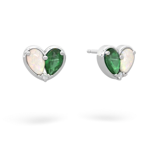opal-emerald one heart earrings