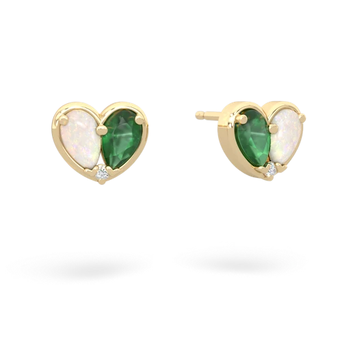 opal-emerald one heart earrings