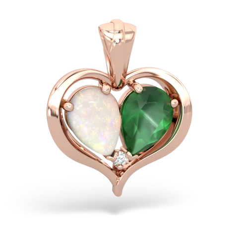 Opal Genuine Opal with Genuine Emerald Two Become One pendant Pendant