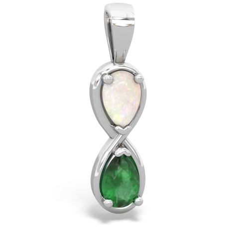 Opal Genuine Opal with Genuine Emerald Infinity pendant Pendant