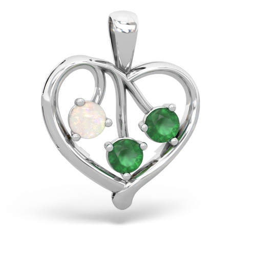 Opal Genuine Opal with Genuine Emerald and  Glowing Heart pendant Pendant
