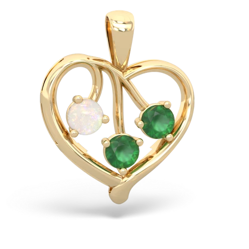 Opal Genuine Opal with Genuine Emerald and Genuine Black Onyx Glowing Heart pendant Pendant