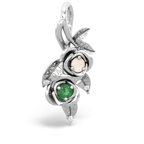 Opal Genuine Opal with Genuine Emerald Rose Vine pendant Pendant
