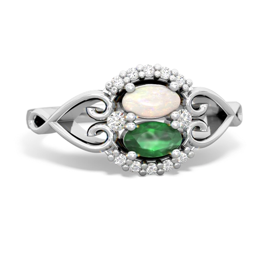 Opal Genuine Opal with Genuine Emerald Love Nest ring Ring