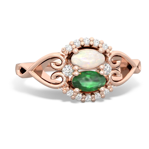 opal-emerald antique keepsake ring