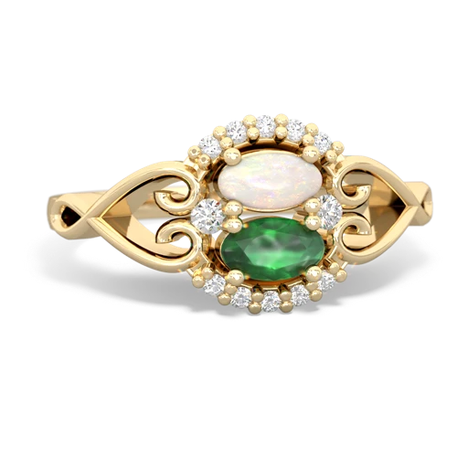 opal-emerald antique keepsake ring