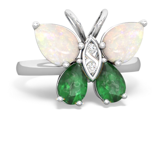 opal-emerald butterfly ring