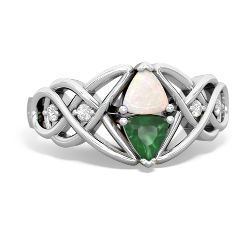 Opal Genuine Opal with Genuine Emerald Keepsake Celtic Knot ring Ring