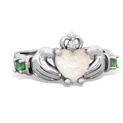 Opal Genuine Opal with Genuine Emerald and  Claddagh ring Ring