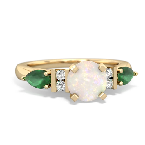Opal Genuine Opal with Genuine Emerald and  Engagement ring Ring